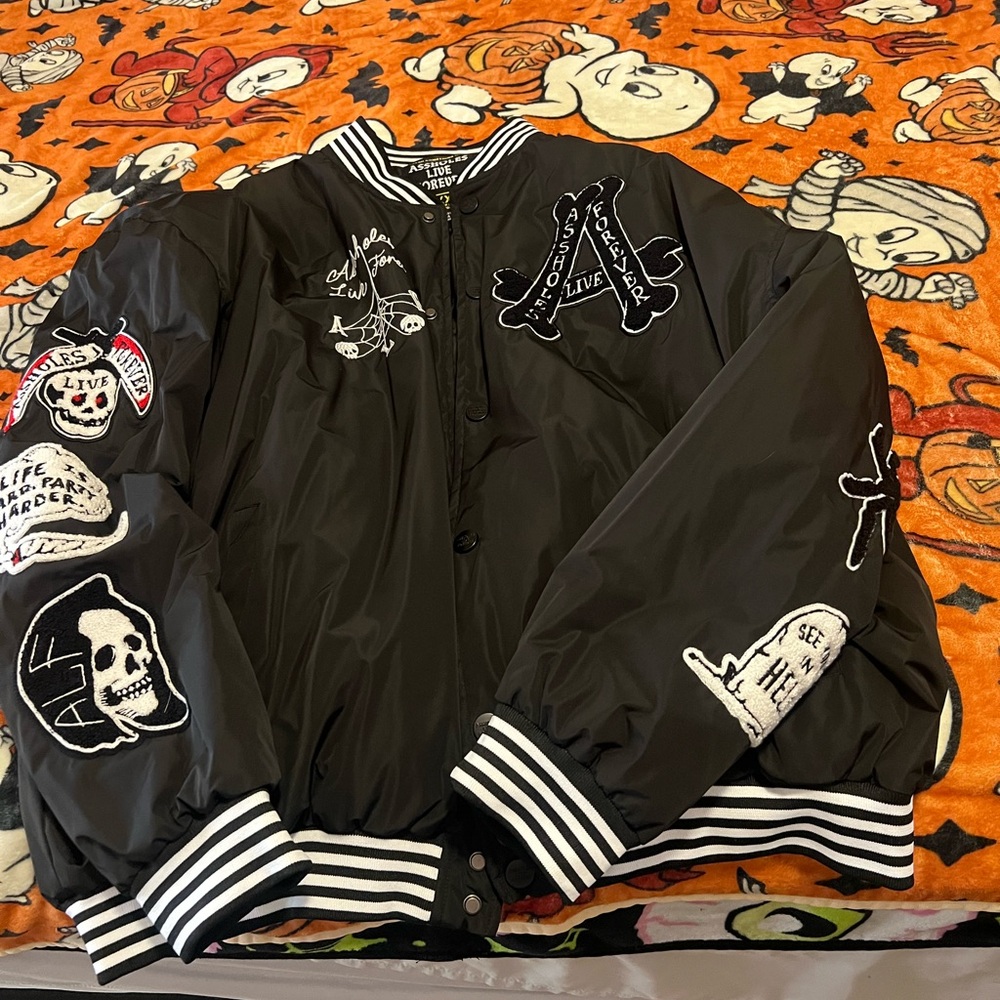Black and White Varsity Bomber Jacket